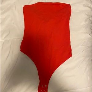 Red strapless body suit from garage